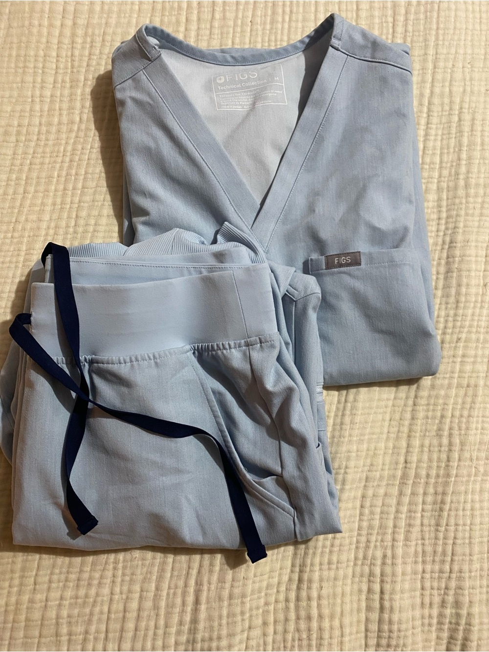 Figs Women's Scrub Set in Chambray. Zamora high waist and Catarina top